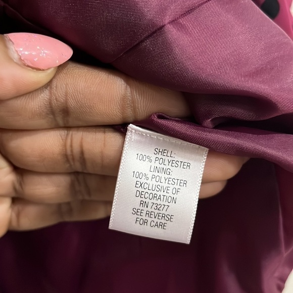 Elle Womens Purple Black Polka Dot Pleated Open Front Blazer Top Size Large - Picture 6 of 10